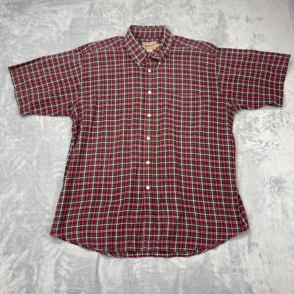 Woolrich Shirt Mens XL Multi Plaid Chest Pocket Short Sleeve Collar Button Down